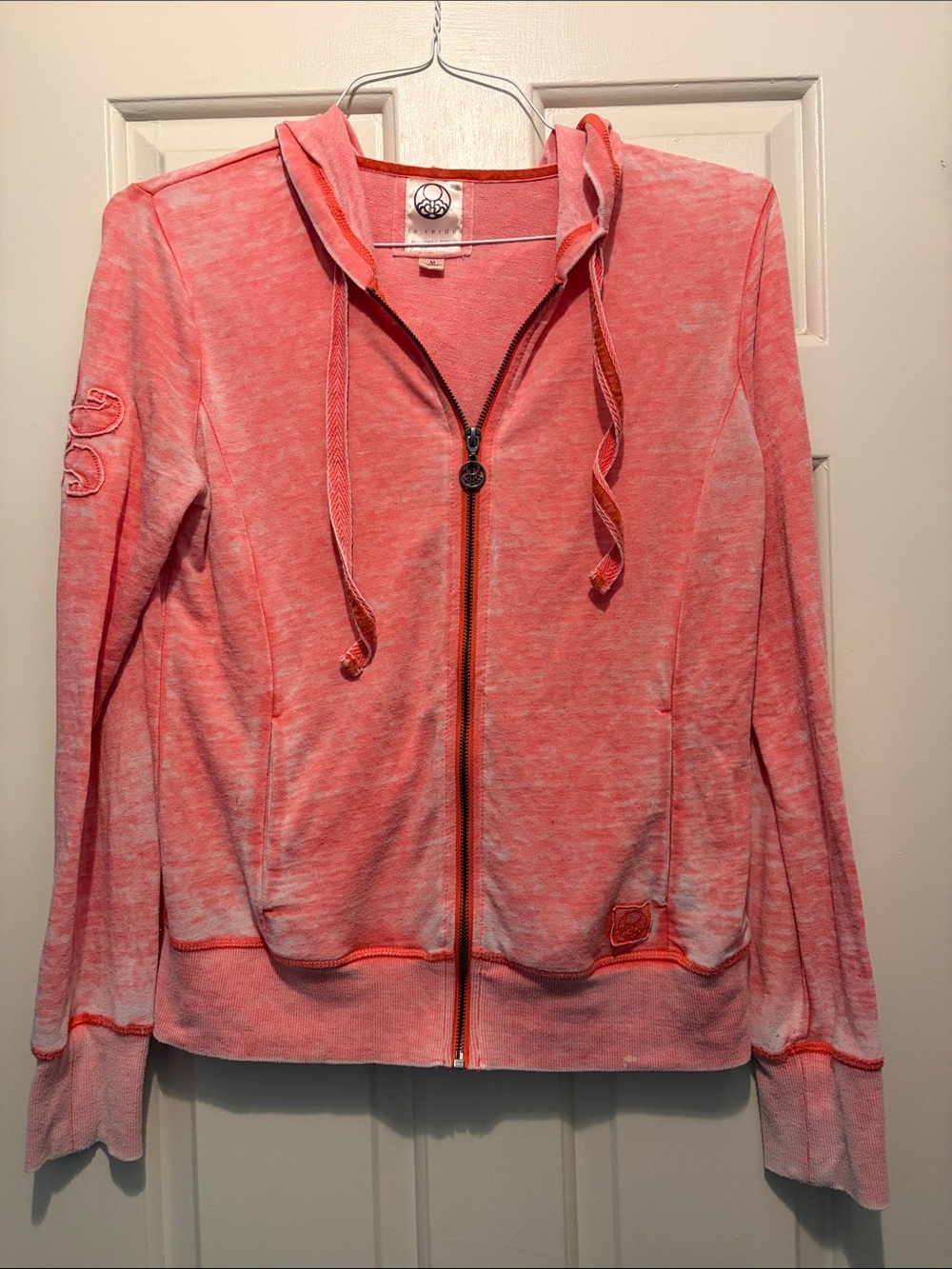 Te Verde Coral-Pink Lightweight Full Zip Hoodie